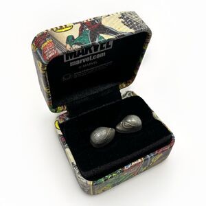 Marvel Spider-Man Mask Cufflinks Pewter Tone w/ Comic Art Box BB Designs